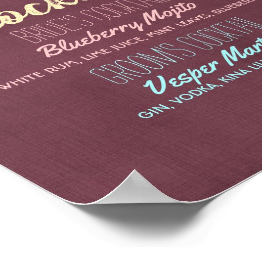 のシグニチャー結婚ドリンクメニューブルゴーニュバラ ポスター (角)