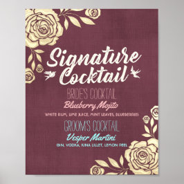 のシグニチャー結婚ドリンクメニューブルゴーニュバラ ポスター