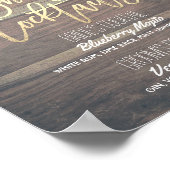 のシグニチャー結婚ドリンクメニューレースひまわりウッド ポスター (角)