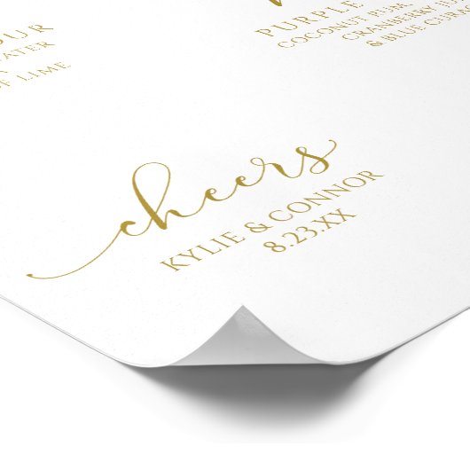 のシグニッ結婚ク飲料カクテルグリーン金ゴールド ポスター (角)