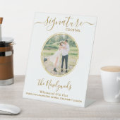のシグニ結婚チャーカクテル金ゴールドカスタムフォトバー 台座サイン (インサイチュ)