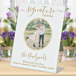 のシグニ結婚チャーカクテル金ゴールドカスタムフォトバー 台座サイン