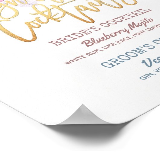 のシグニ結婚ーチャカクテルドリンクメニューぼほフローラ ポスター (角)