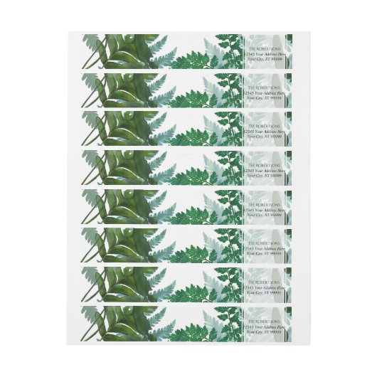 |のシダの森林群葉のまわりの覆いは結婚式を去ります ラップアラウンドラベル (シート)