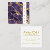 *~*のシックで人気があるな金ゴールドの暗い紫色の大理石の化粧 スクエア名刺 (正面/裏面)