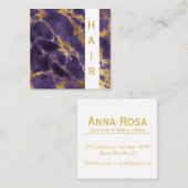 *~*のシックで人気があるな金ゴールドの暗い紫色の大理石の毛 スクエア名刺 (正面/裏面)
