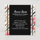 *~*のシックで白く黒い花の赤いケシのグリッターホイル スクエア名刺 (裏面)