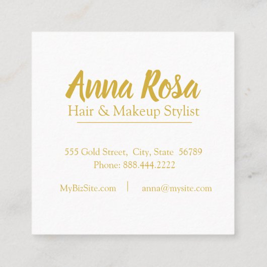 *~*のシックな大理石の金ゴールドの濃紫色の人気がある スクエア名刺 (裏面)