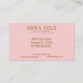 *~*のシックな金ゴールドの幾何学的なモモのピンク及び水彩画 名刺 (裏面)