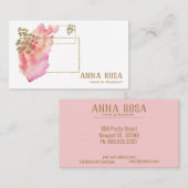 *~*のシックな金ゴールドの幾何学的なモモのピンク及び水彩画 名刺 (正面/裏面)