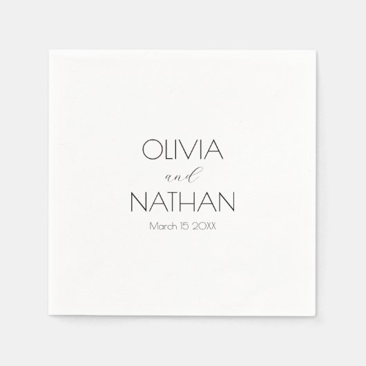 のシック結婚なブラックスクリプトペーパーナプキン スタンダードカクテルナプキン (正面)