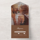 のシック結婚な茶色の全てを1枚の写真招待状 オールインワン招待状 (内側)