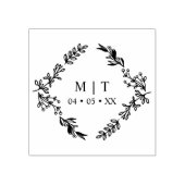 のシック結婚ダイヤモンドワイルドフラワーズモノグラム ラバースタンプ (インプリント)