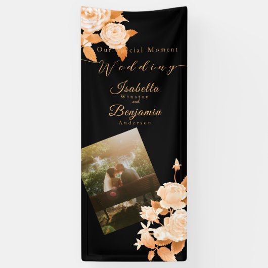 のシック結婚バラ写真垂直 横断幕 (縦)