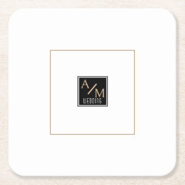 のシック結婚モノグラム スクエアペーパーコースター