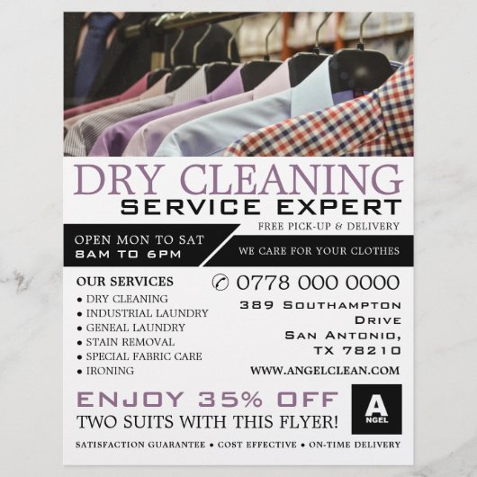 のシャぶら下がったツ、ドライクリーナー、クリーニングサービス チラシ (正面)