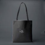 のシンプルお気に入りブライドメイドモノグラムブラック トートバッグ<br><div class="desc">モノグラムトート。花嫁介添人ギフト。お願い。黒の背景。灰色モノグラム。</div>