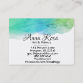 *~*のシンプルでモダンな水彩画の抽象芸術の水の青 名刺 (裏面)