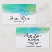 *~*のシンプルでモダンな水彩画の抽象芸術の青の水 名刺 (正面/裏面)