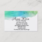 *~*のシンプルでモダンな水彩画の抽象芸術の青の水 名刺 (裏面)
