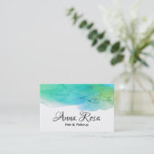 *~*のシンプルでモダンな水彩画の青い水の抽象芸術 名刺 (スタンド正面)