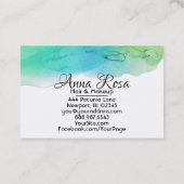 *~*のシンプルでモダンな水彩画の青い水の抽象芸術 名刺 (裏面)