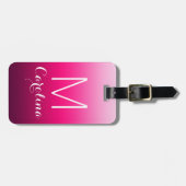 のシンプル黒からピンクのグラデーション ラゲッジタグ (正面横)