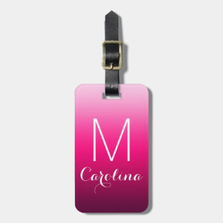 のシンプル黒からピンクのグラデーション ラゲッジタグ