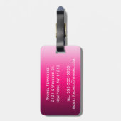 のシンプル黒からピンクのグラデーション ラゲッジタグ (裏面縦)