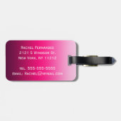 のシンプル黒からピンクのグラデーション ラゲッジタグ (裏面横)