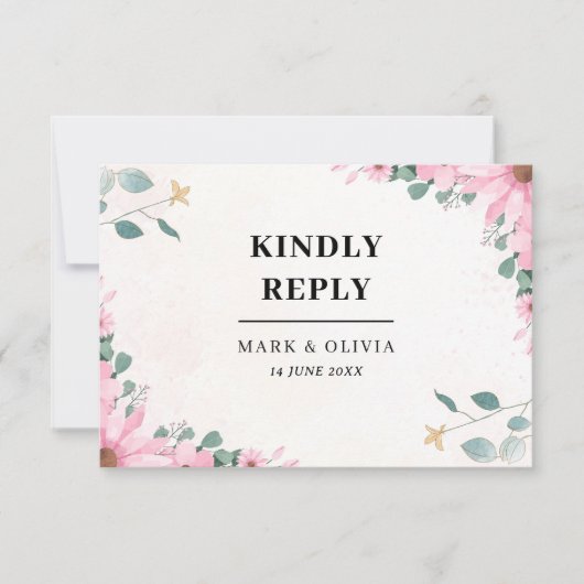 のシンプルRSVPカード結婚 – 編集可能デザイン 出欠カード (正面)