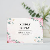 のシンプルRSVPカード結婚 – 編集可能デザイン 出欠カード (スタンド正面)