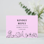 のシンプルRSVPカード結婚 – 編集可能デザイン 出欠カード (スタンド正面)