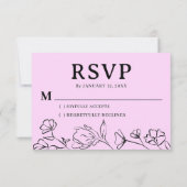 のシンプルRSVPカード結婚 – 編集可能デザイン 出欠カード (裏面)