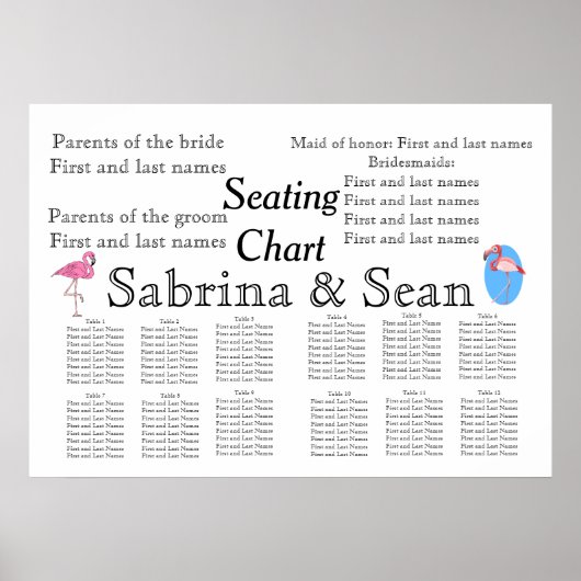 のシーッ結婚ティングチャートのロマンチックなカスタムパーソナライズ ポスター (正面)