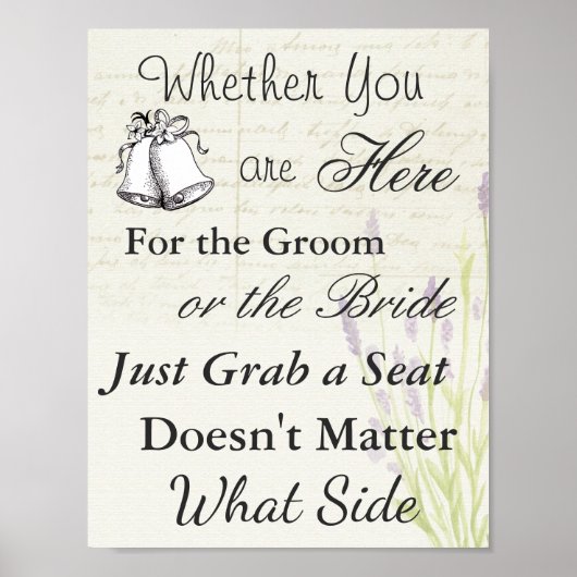 のシーティングポスタ結婚ー、ヴィンテージフローラテーマ ポスター (正面)