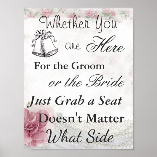 のシーティングポスタ結婚ー、ヴィンテージフローラテーマ ポスター (正面)