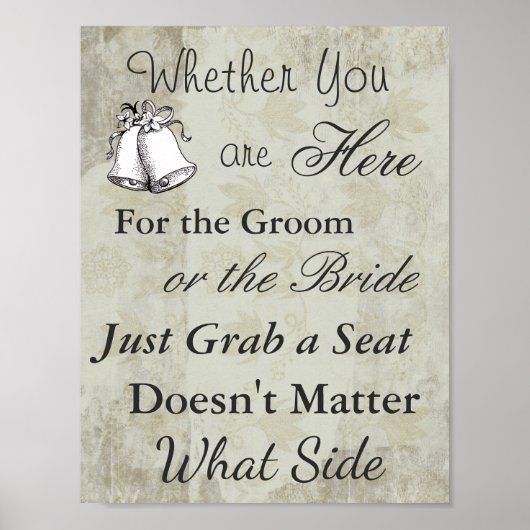 のシーティングポスタ結婚ー、ヴィンテージフローラテーマ ポスター (正面)