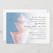 のシー結婚シェルスケッチオンブルー 招待状 (正面/裏面)