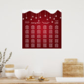 のシー結婚ティングチャート雪の結晶のデコレーションレッド ポスター (キッチン)