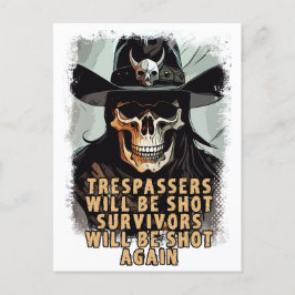 のスカル警告ヴィンテージワイルドウエストカウボーイシェリフアート ポストカード