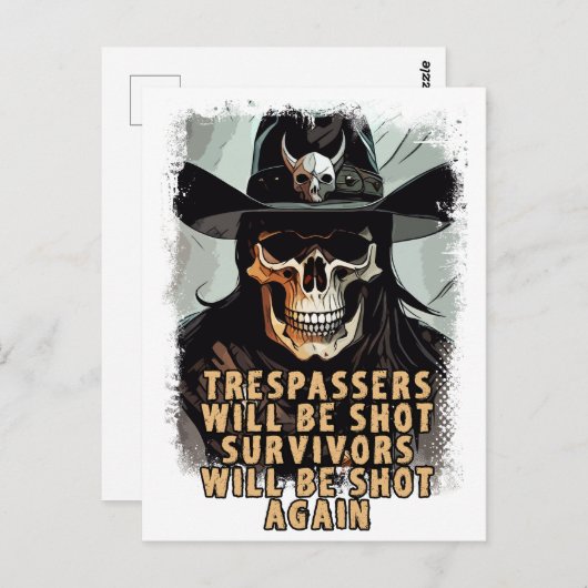のスカル警告ヴィンテージワイルドウエストカウボーイシェリフアート ポストカード (正面/裏面)