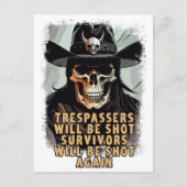 のスカル警告ヴィンテージワイルドウエストカウボーイシェリフアート ポストカード (正面)