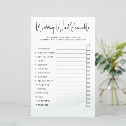 のスクランブル結婚ブライダルシャワーゲームグリーンウォッシュ (スタンド正面)