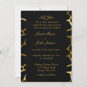 のスタイリッシュ金ゴールドとブラック結婚キリンのパターン 招待状 (正面)