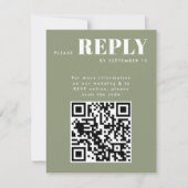 のスタイリッシュQRコード用Sage Green RSVPカー結婚ド 出欠カード (正面)