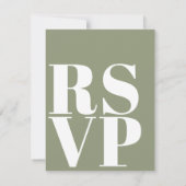 のスタイリッシュQRコード用Sage Green RSVPカー結婚ド 出欠カード (裏面)
