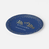 のスタイリッシュTABLE結婚ミニ紙吹雪金ゴールドネイビー ペーパープレート (アングル)