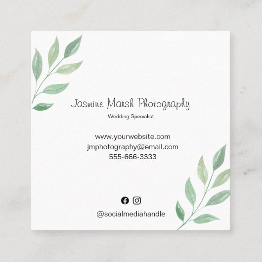 のスタイル結婚モノグラム金ゴールドフレームフォトグラファー スクエア名刺 (裏面)