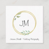 のスタイル結婚モノグラム金ゴールドフレームフォトグラファー スクエア名刺 (正面)
